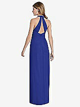 Front View Thumbnail - Cobalt Blue V-Neck Halter Chiffon Maxi Dress - Taryn