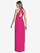Front View Thumbnail - Think Pink V-Neck Halter Chiffon Maxi Dress - Taryn