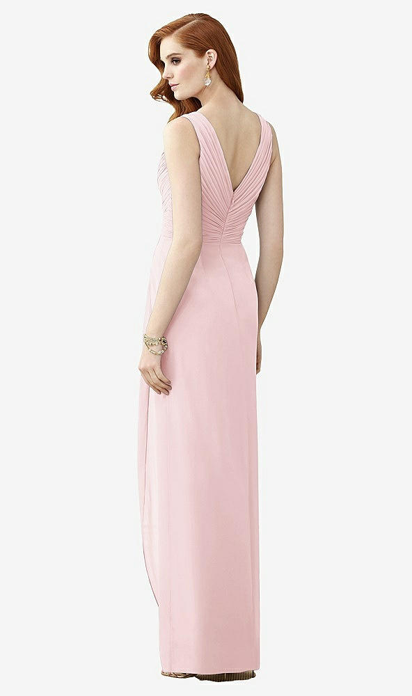 Back View - Ballet Pink Sleeveless Draped Faux Wrap Maxi Dress - Dahlia