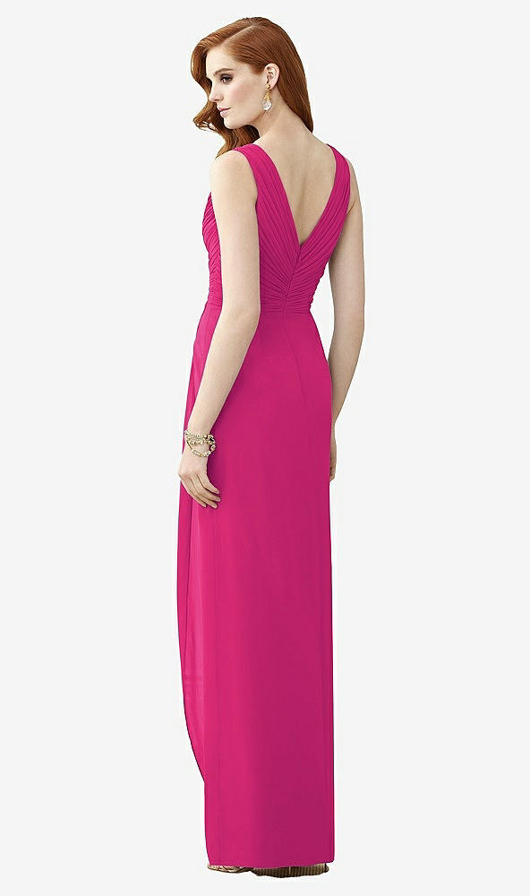 Back View - Think Pink Sleeveless Draped Faux Wrap Maxi Dress - Dahlia
