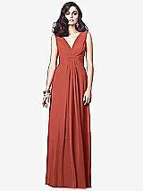 Front View Thumbnail - Amber Sunset Draped V-Neck Shirred Chiffon Maxi Dress