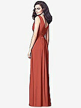 Rear View Thumbnail - Amber Sunset Draped V-Neck Shirred Chiffon Maxi Dress