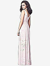 Rear View Thumbnail - Watercolor Print Draped V-Neck Shirred Chiffon Maxi Dress