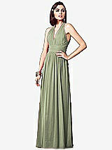 Front View Thumbnail - Sage Ruched Halter Open-Back Maxi Dress - Jada