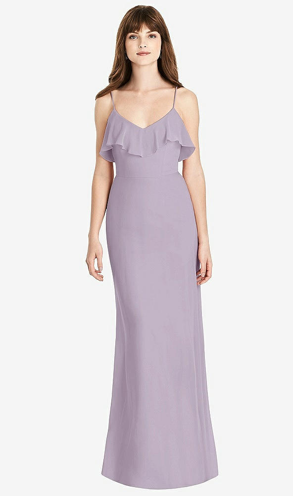 Front View - Lilac Haze Ruffle-Trimmed Backless Maxi Dress