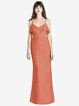 Front View Thumbnail - Terracotta Copper Ruffle-Trimmed Backless Maxi Dress