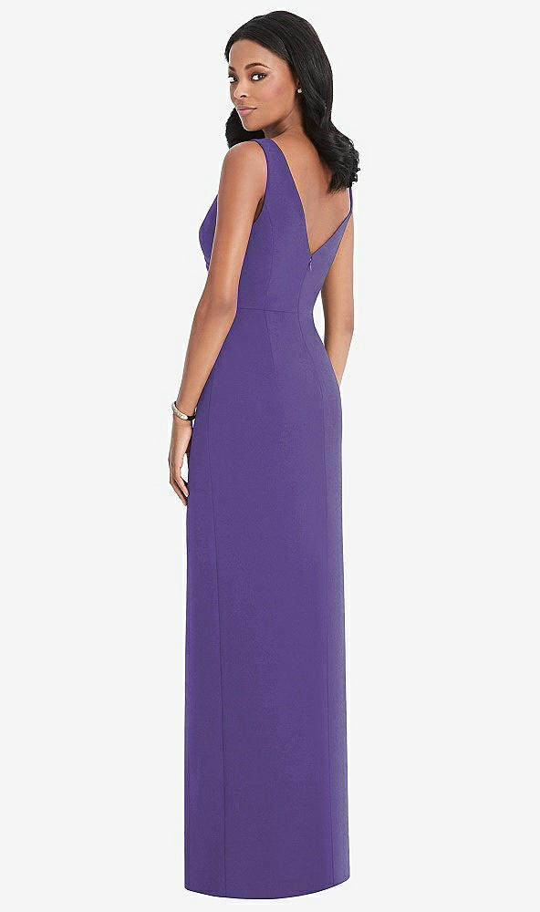 Back View - Regalia - PANTONE Ultra Violet Draped Wrap Maxi Dress with Front Slit - Sena