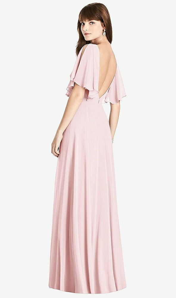 Front View - Ballet Pink Split Sleeve Backless Maxi Dress - Lila