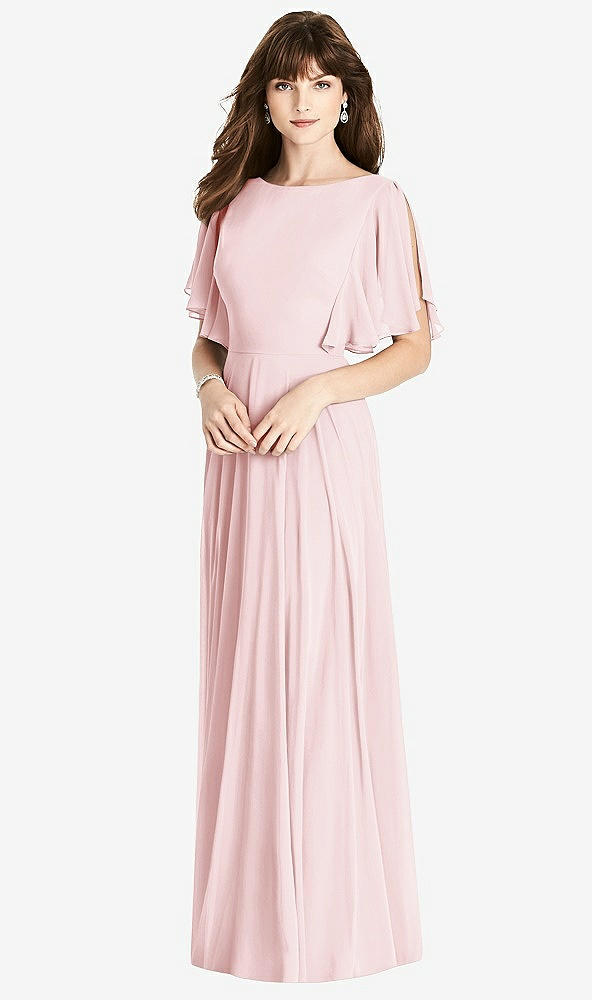 Back View - Ballet Pink Split Sleeve Backless Maxi Dress - Lila
