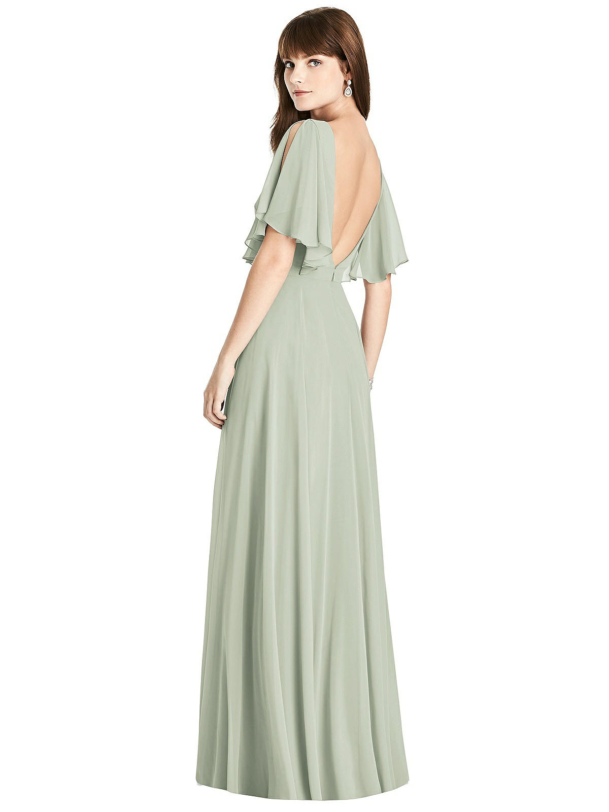 dessy celadon bridesmaid dress Maxi Dessy Group Split Sleeve Backless Maxi Bridesmaid Dress Lila In Celadon Color:Tandoori_Spice Office wear Zimmermann Feather A-line Gown With its timeless silhouette