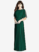 Rear View Thumbnail - Hunter Green Split Sleeve Backless Maxi Dress - Lila