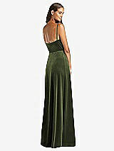 Rear View Thumbnail - Olive Green Velvet Wrap Maxi Dress with Pockets