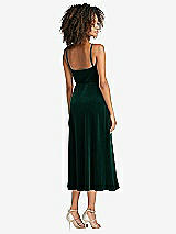Rear View Thumbnail - Evergreen Velvet Midi Wrap Dress with Pockets