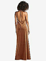 Rear View Thumbnail - Golden Almond Cowl-Neck Convertible Velvet Maxi Slip Dress - Sloan