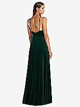 Rear View Thumbnail - Evergreen Velvet Halter Maxi Dress with Front Slit - Harper