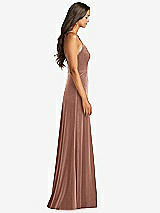 Side View Thumbnail - Tawny Rose Velvet Halter Maxi Dress with Front Slit - Harper