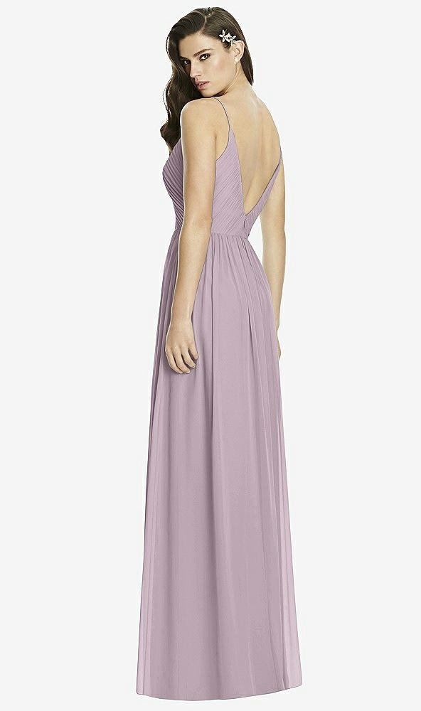 Back View - Lilac Dusk Deep V-Back Shirred Maxi Dress - Ensley