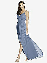 Front View Thumbnail - Larkspur Blue Deep V-Back Shirred Maxi Dress - Ensley