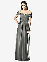 Front View Thumbnail - Charcoal Gray Off-the-Shoulder Ruched Chiffon Maxi Dress - Alessia