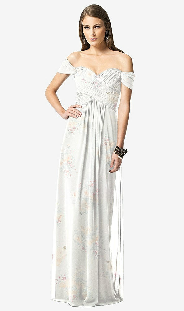 Front View - Spring Fling Off-the-Shoulder Ruched Chiffon Maxi Dress - Alessia