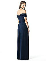 Rear View Thumbnail - Midnight Navy Off-the-Shoulder Ruched Chiffon Maxi Dress - Alessia
