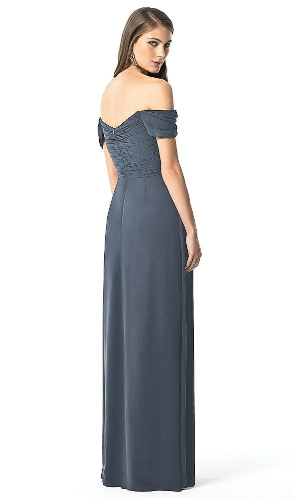 Back View - Silverstone Off-the-Shoulder Ruched Chiffon Maxi Dress - Alessia