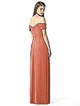 Rear View Thumbnail - Terracotta Copper Off-the-Shoulder Ruched Chiffon Maxi Dress - Alessia