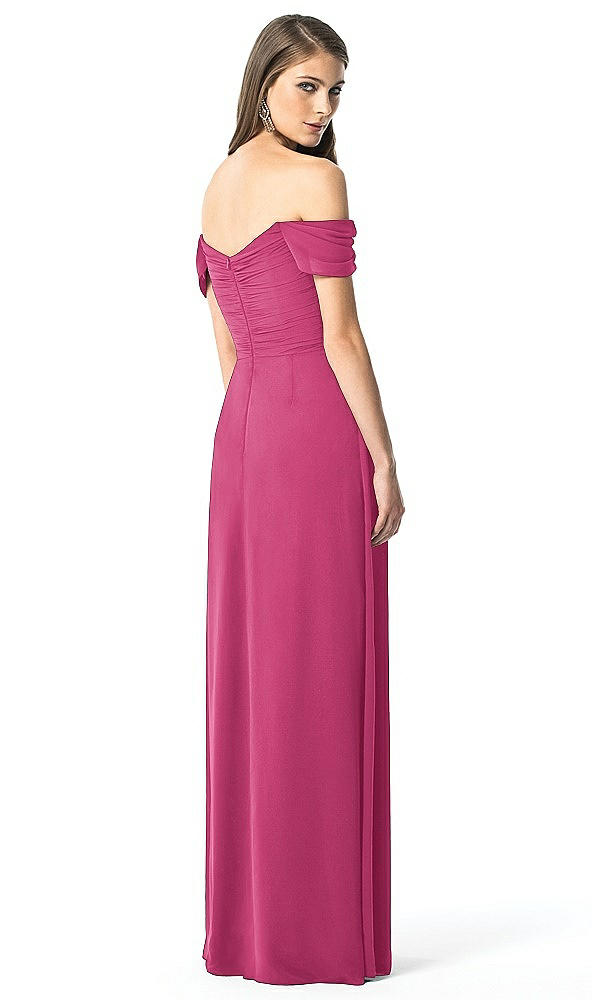 Back View - Tea Rose Off-the-Shoulder Ruched Chiffon Maxi Dress - Alessia