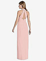 Rear View Thumbnail - Rose - PANTONE Rose Quartz V-Neck Halter Chiffon Maxi Dress - Taryn