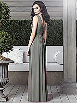 Rear View Thumbnail - Charcoal Gray Draped V-Neck Shirred Chiffon Maxi Dress - Ari