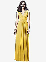 Front View Thumbnail - Marigold Draped V-Neck Shirred Chiffon Maxi Dress - Ari