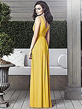 Rear View Thumbnail - Marigold Draped V-Neck Shirred Chiffon Maxi Dress - Ari