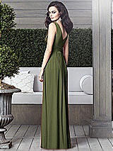 Rear View Thumbnail - Olive Green Draped V-Neck Shirred Chiffon Maxi Dress - Ari