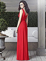 Rear View Thumbnail - Parisian Red Draped V-Neck Shirred Chiffon Maxi Dress - Ari