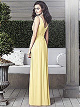 Rear View Thumbnail - Pale Yellow Draped V-Neck Shirred Chiffon Maxi Dress - Ari