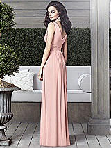 Rear View Thumbnail - Rose - PANTONE Rose Quartz Draped V-Neck Shirred Chiffon Maxi Dress - Ari