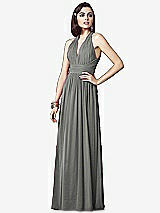 Front View Thumbnail - Charcoal Gray Ruched Halter Open-Back Maxi Dress - Jada
