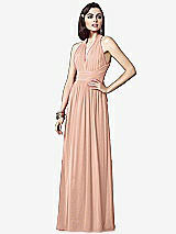 Front View Thumbnail - Pale Peach Ruched Halter Open-Back Maxi Dress - Jada