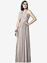 Front View Thumbnail - Taupe Ruched Halter Open-Back Maxi Dress - Jada