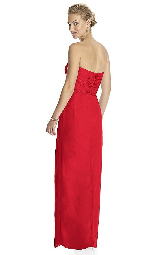 Back View - Parisian Red Strapless Draped Chiffon Maxi Dress - Lila