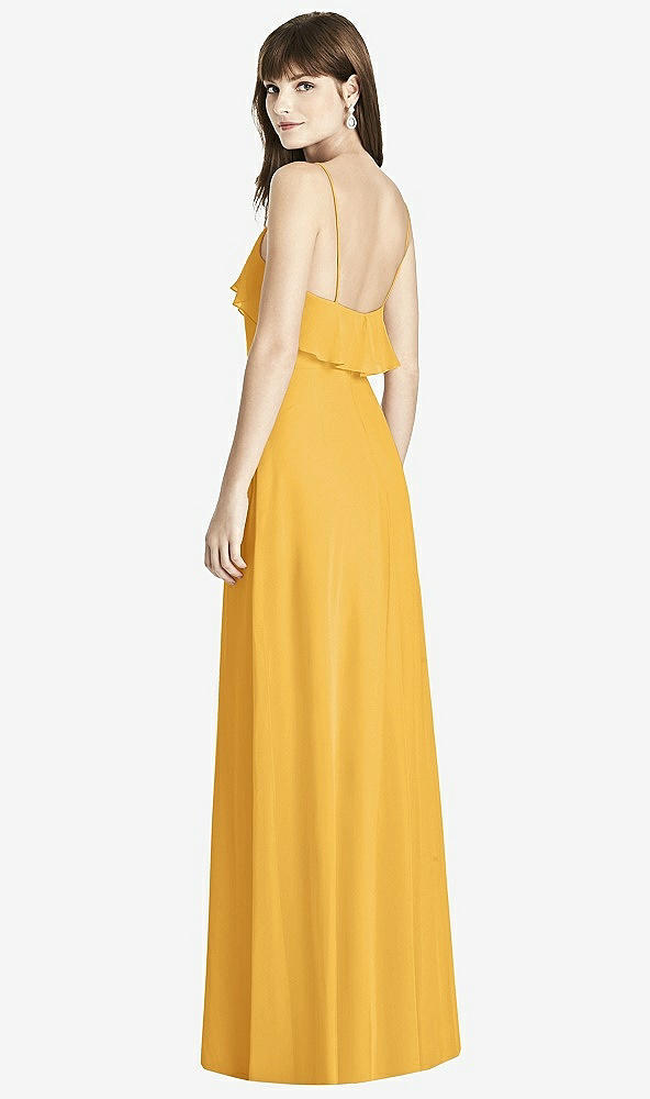 Back View - NYC Yellow Ruffle-Trimmed Backless Maxi Dress - Britt