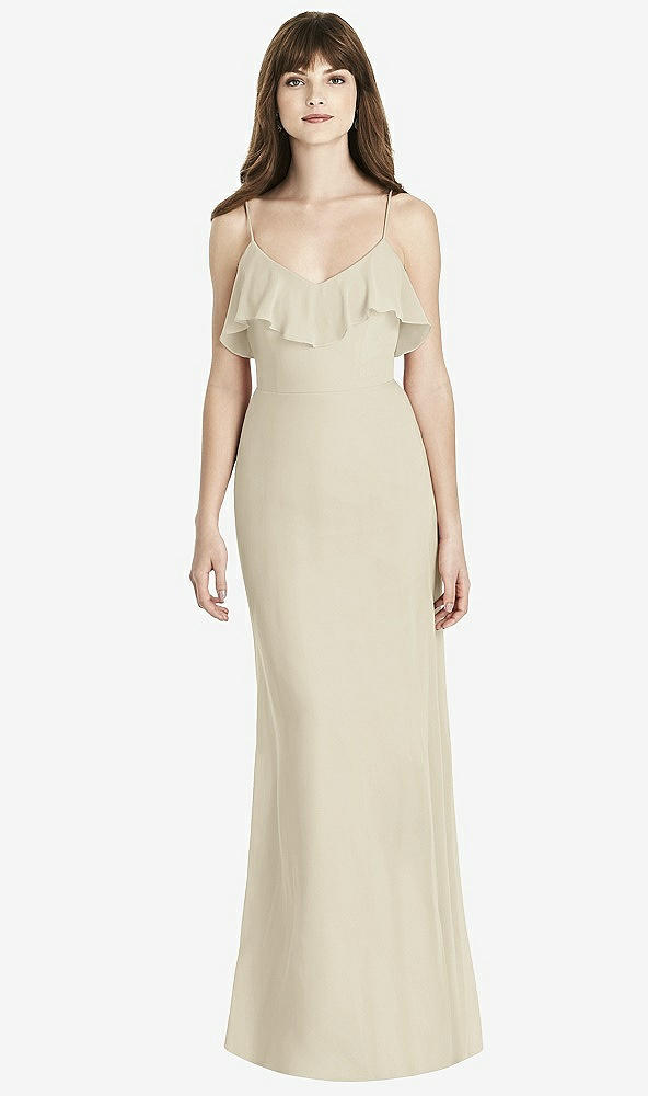 Front View - Champagne Ruffle-Trimmed Backless Maxi Dress - Britt