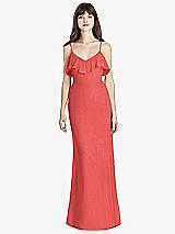 Front View Thumbnail - Perfect Coral Ruffle-Trimmed Backless Maxi Dress - Britt