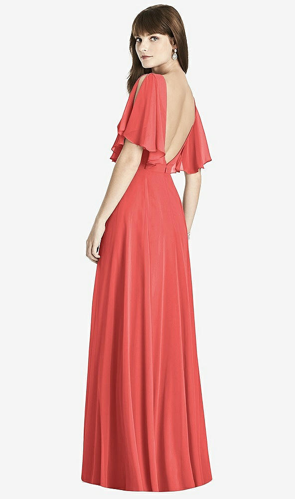Back View - Perfect Coral Split Sleeve Backless Maxi Dress - Lila