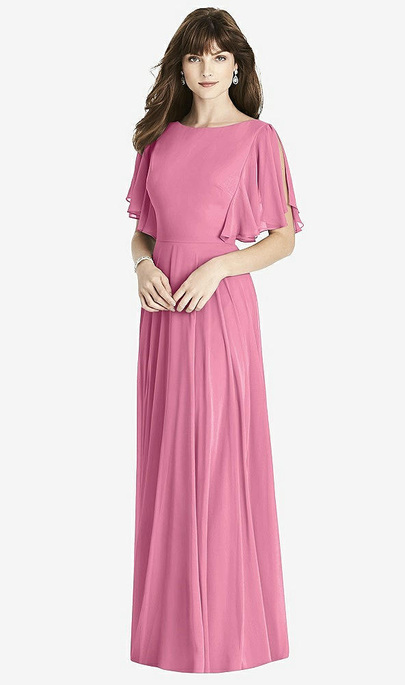 Front View - Orchid Pink Split Sleeve Backless Maxi Dress - Lila