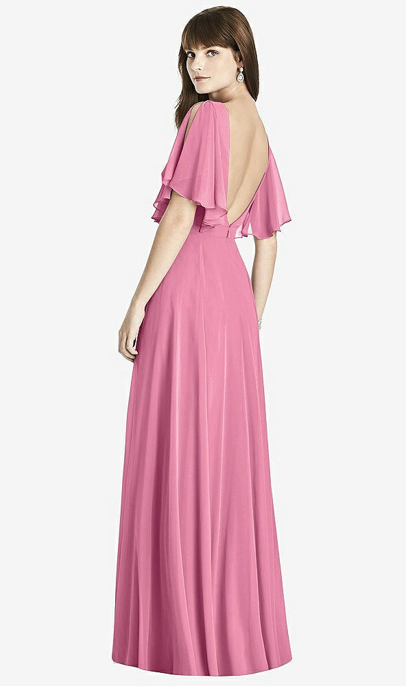 Back View - Orchid Pink Split Sleeve Backless Maxi Dress - Lila