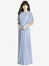 Front View Thumbnail - Sky Blue Split Sleeve Backless Maxi Dress - Lila
