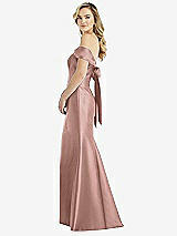 Front View Thumbnail - Neu Nude Off-the-Shoulder Bow-Back Satin Trumpet Gown