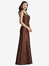 Side View Thumbnail - Cognac Pleated Bodice Open-Back Maxi Dress with Pockets