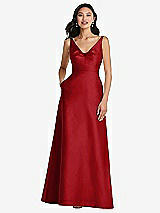 Front View Thumbnail - Garnet Pleated Bodice Open-Back Maxi Dress with Pockets